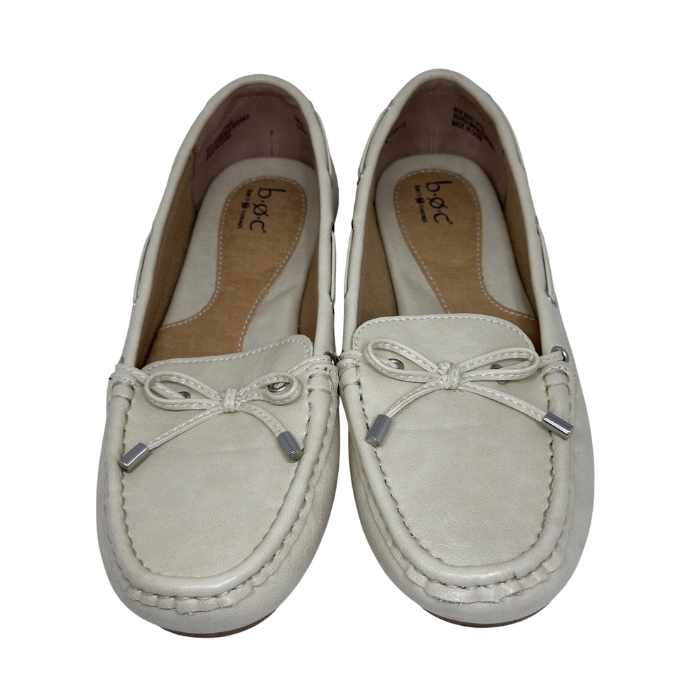 b.o.c. Born Concept Loafers Cream Slip On Casual Bow Moccasins 9M Womens